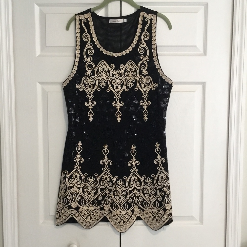 Simply Couture Black and Gold Mini Dress
